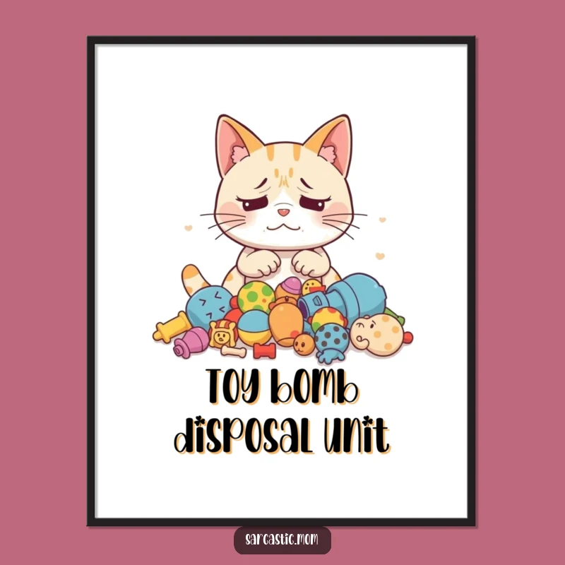 Funny Cat Mom Poster: Exasperated Wall Art for Feline Enthusiasts