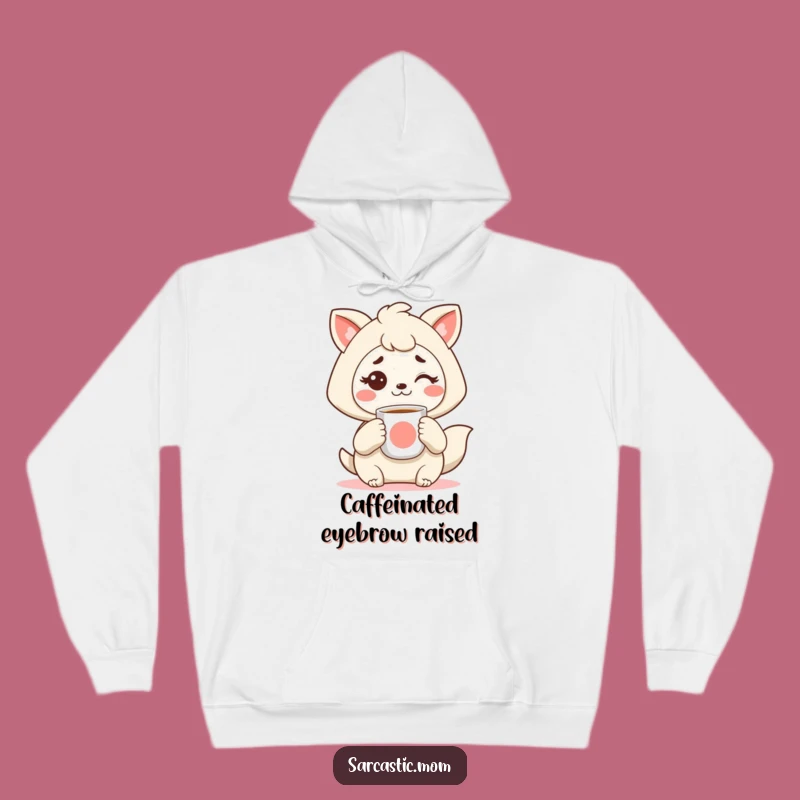 Cozy Funny Kawaii Mom Hoodie: Coffee & Raised Eyebrow Comfort Gift