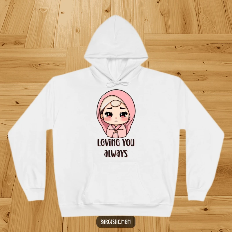 Funny Hoodie featuring a mother figure's stern yet loving gaze, offering warmth and humorous recognition of maternal authority and care.
