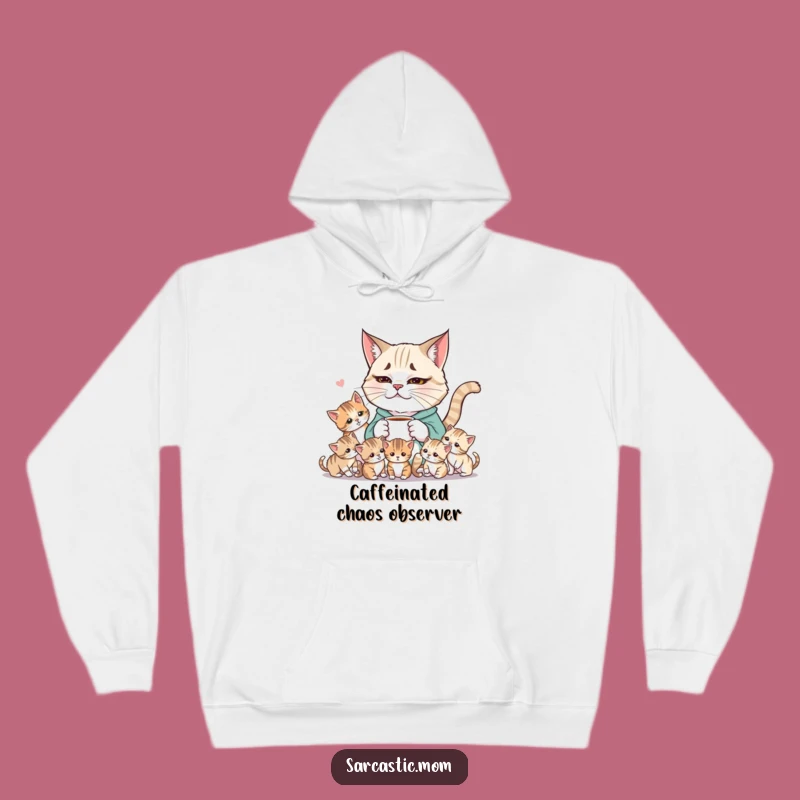 Cozy Funny Weary Cat Mom Hoodie: Warm Comfort for Kitten Chaos