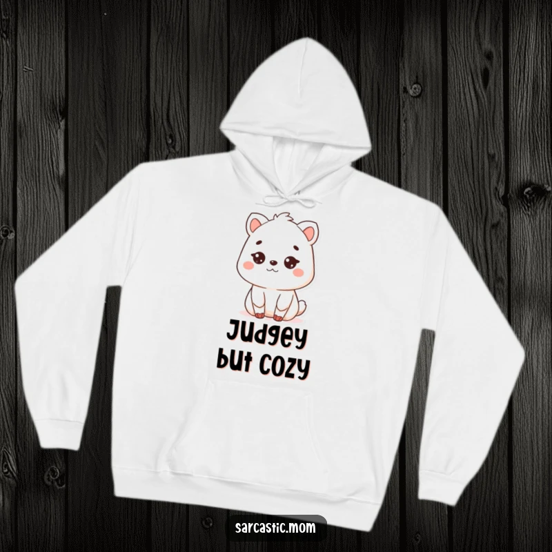 Funny Kawaii mother animal hoodie, featuring a deadpan stare, symbolizing mom's resilience and humor, ideal for a cozy and funny gift.
