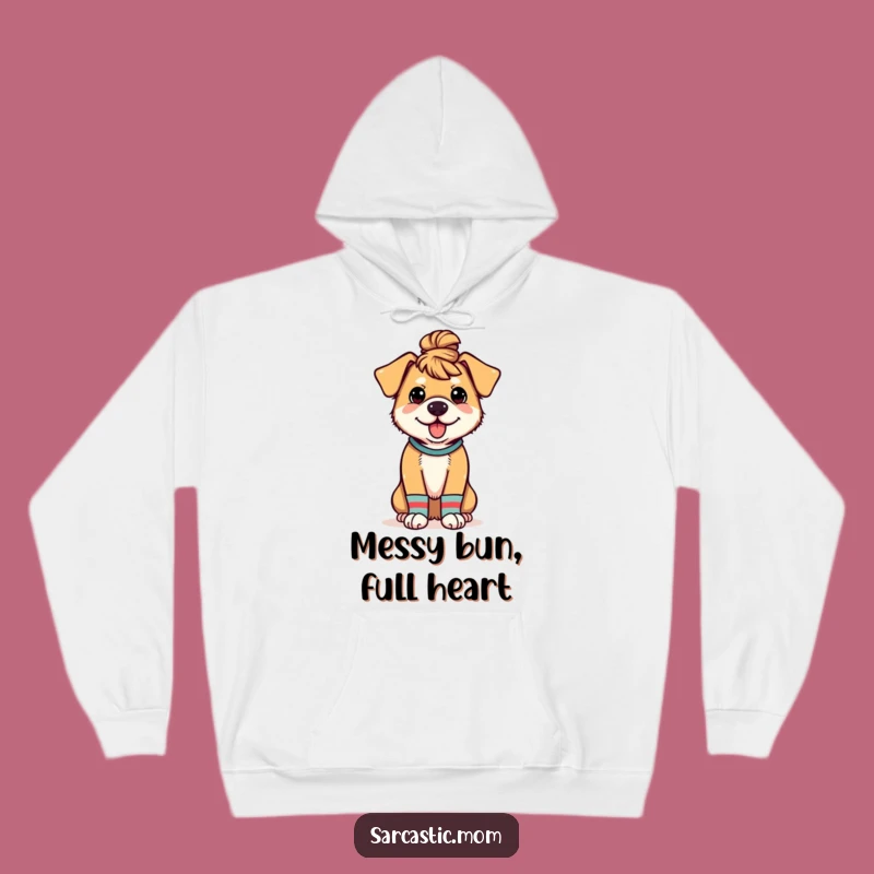 Funny Dog Mom Hoodie - Cozy Messy Bun & Mismatched Socks Style