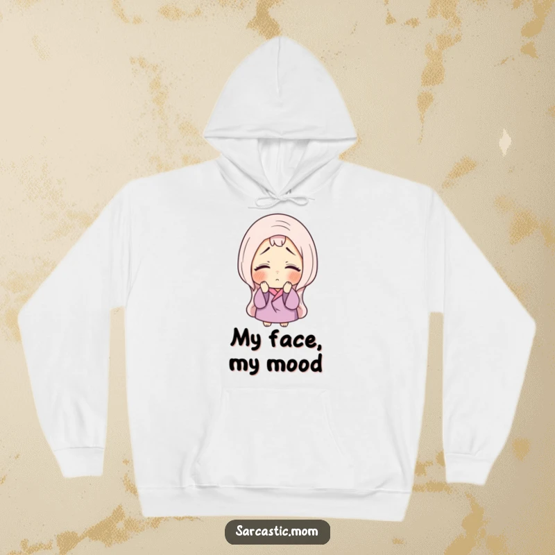 Funny hoodie with a mother figure sighing and rolling her eyes, offering cozy humor for moments of mild maternal drama.