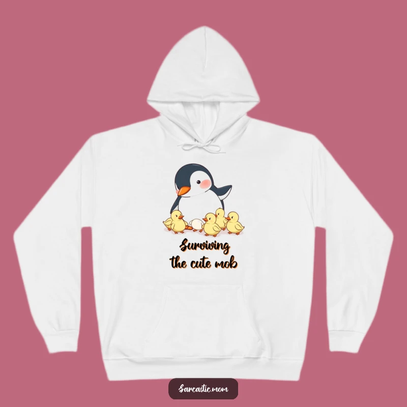 Funny Penguin Mom Hoodie - Cozy Herding Ducklings Sweatshirt