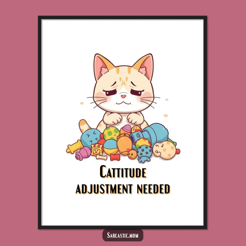Cat Toys Art Free Printable - Funny Pet Downloadable Decor