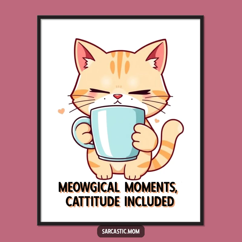 Free Printable Cat Mom Wall Art: Eye Roll Humor, Funny Coffee Lover Downloadable Decor