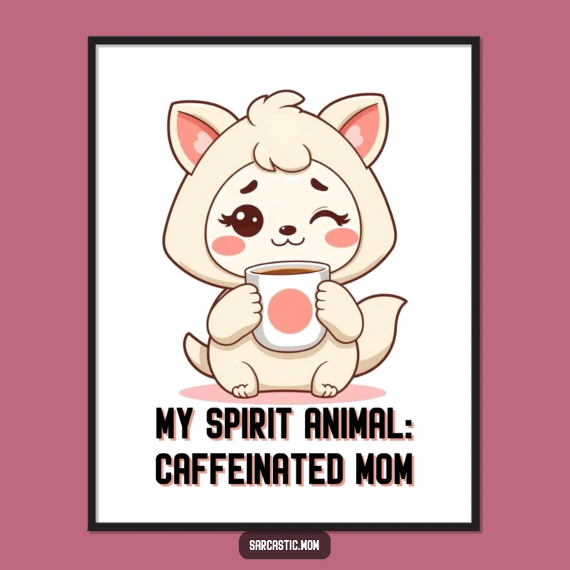 Free Printable Wall Art: Kawaii Mom Coffee & Eyebrow, Funny Decor