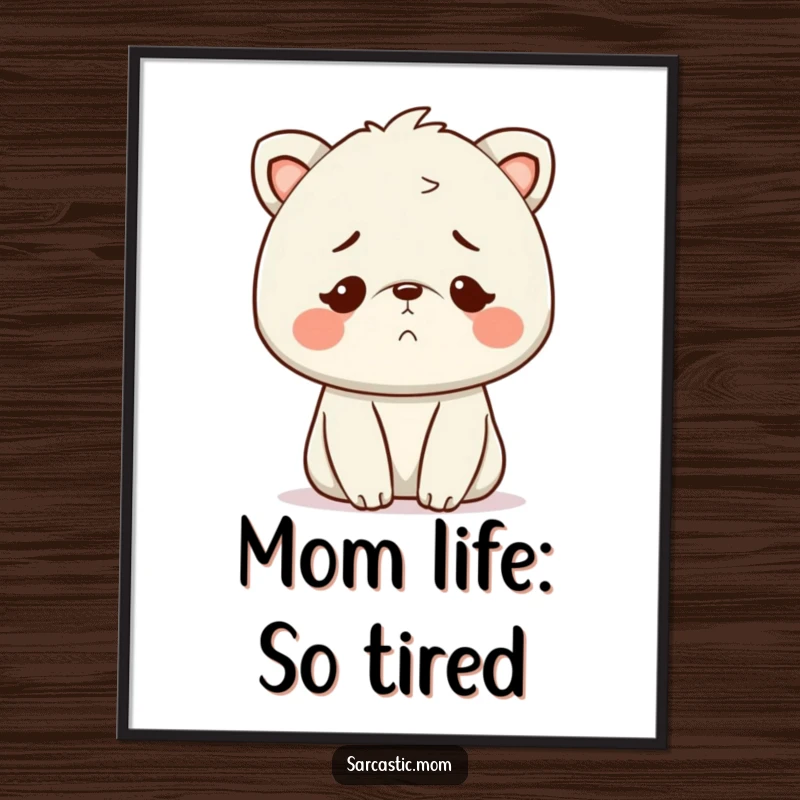 Free Printable Wall Art: Kawaii Mom animal's knowing, exhausted smile captures the essence of multitasking.