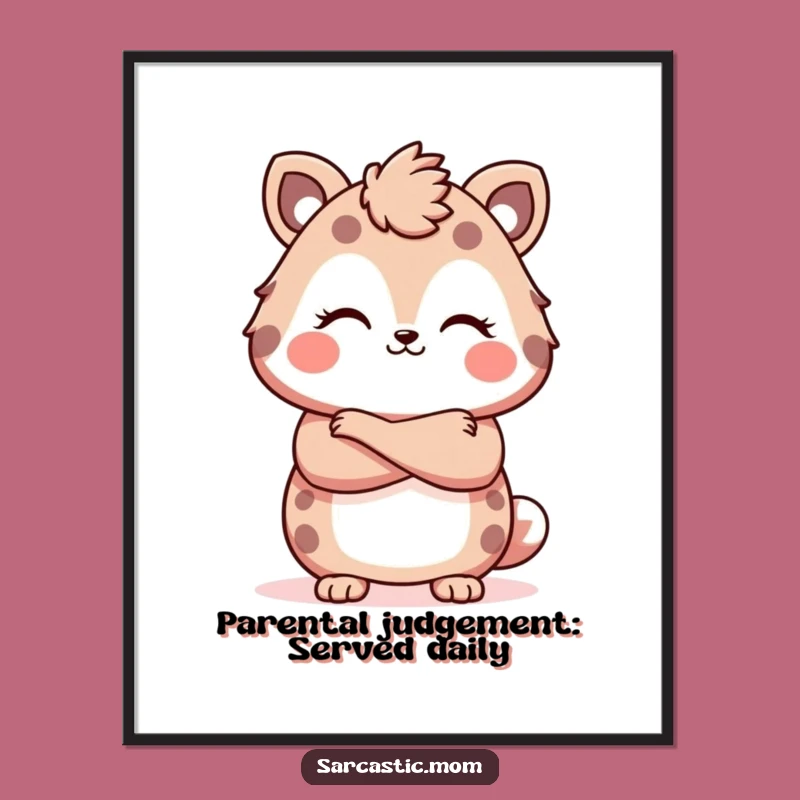 Free Printable Wall Art: Kawaii Mom Crossed Arms, Funny Smirk Decor