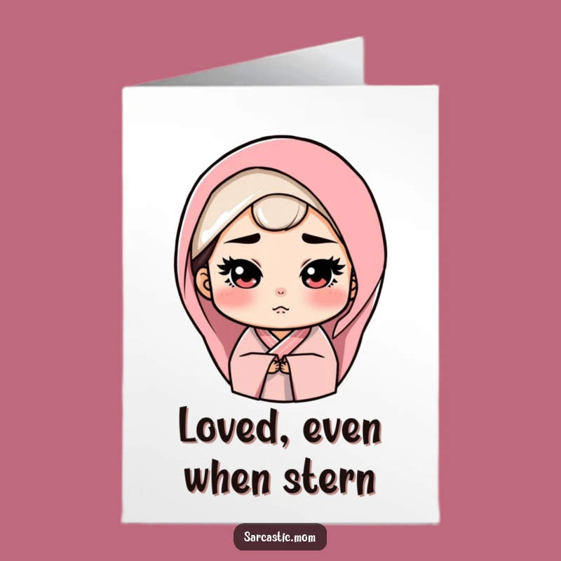 Free Printable Birthday Card: Loving Mom's Stern Joke Funny Downloadable Gift