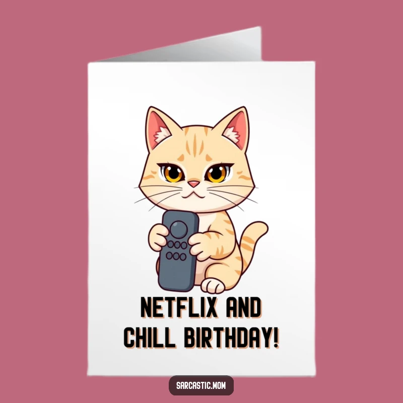 Free Printable Birthday Card: Determined Cat Mom, Remote Control Humor, Gift!