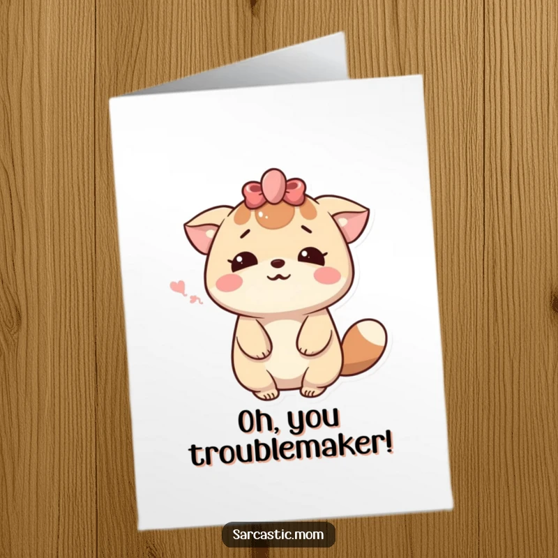 Funny Free Printable Congrats Card: Kawaii mother animal sighs dramatically with a smile, celebrating a grand accomplishment.