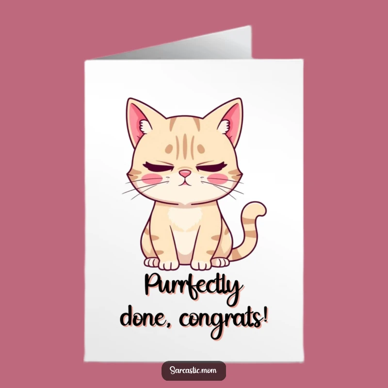 Free Printable Congrats Card: Sarcastic Cat Mom, Humorous DIY Downloadable