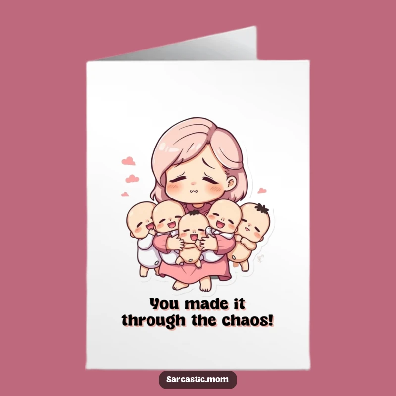 Free Printable Congrats Card: Triumphant Tired Mom - Funny Downloadable Gift!