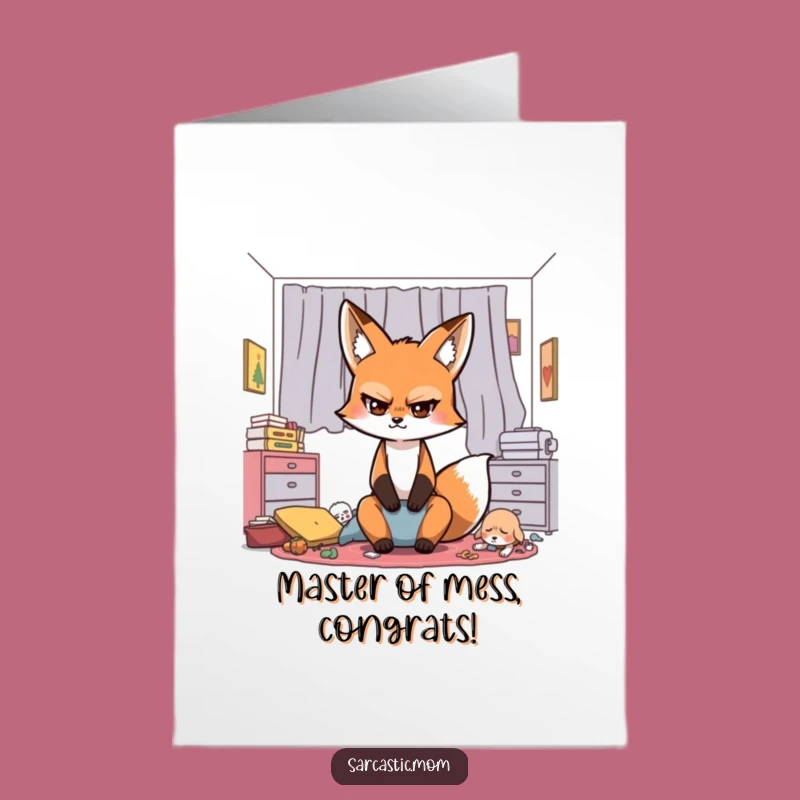 Free Printable Fox Congrats Card: Funny Mom Eye-Roll Celebration Downloadable for Achievements