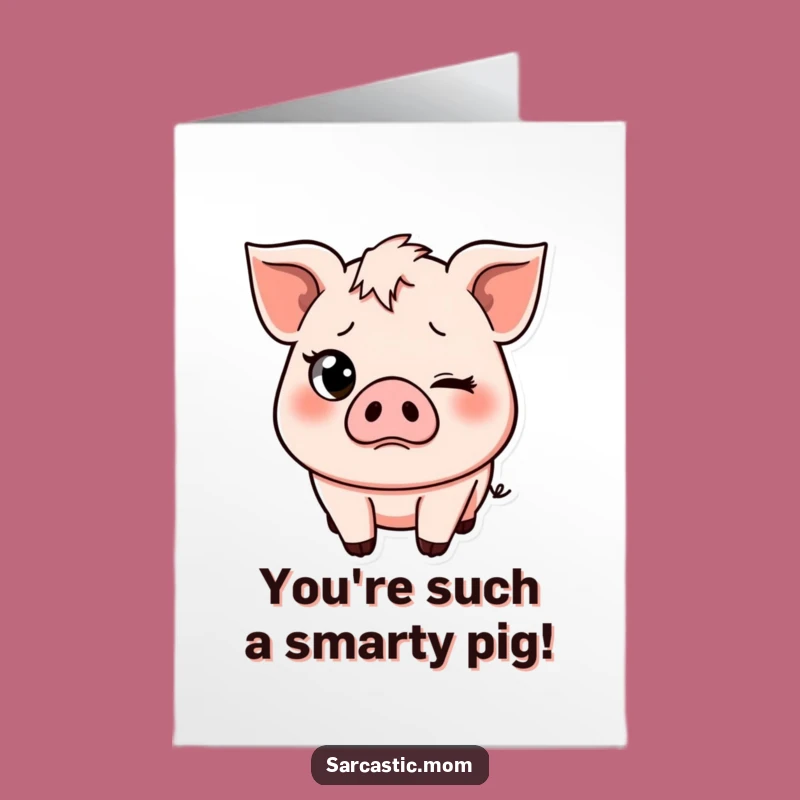 Free Printable Pig Mom Congratulations Card: Eye Roll Funny Downloadable