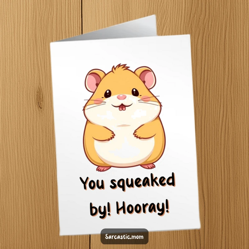 Cute Free Printable Congrats Card: A hamster mom gives a tiny, enthusiastic chin wag to celebrate success. A downloadable burst of cheer.
