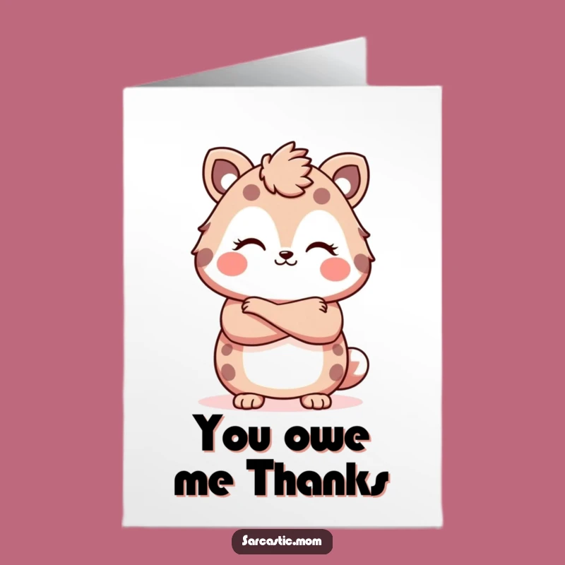 Free Printable Thank You Card: Kawaii Mom Smirk, Funny Downloadable Gift