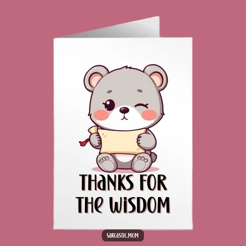 Thank You Free Printable Card - Winking Bear Secret Note, DIY Gift