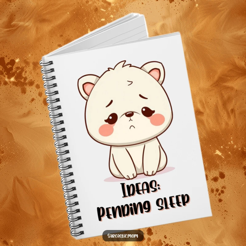 Funny Kawaii Mom animal notebook, displaying a knowing, exhausted smile, perfect for jotting down mom duties.