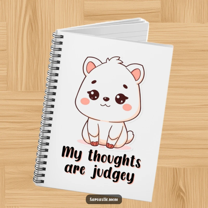 Funny Kawaii mother animal notebook, with a deadpan stare, perfect for taking notes with humor, a superb funny gift.