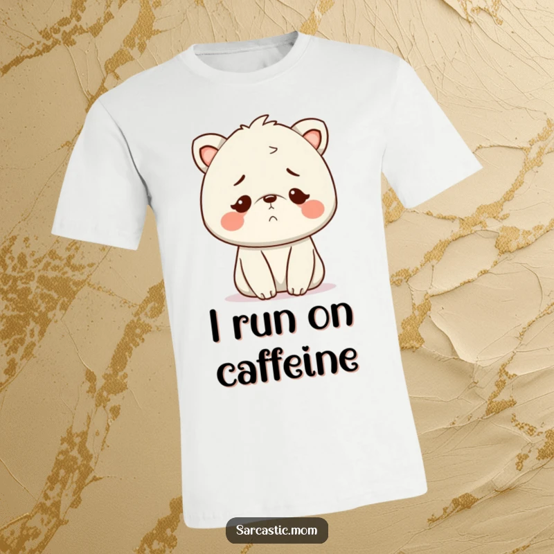 Funny Kawaii Mom animal t-shirt, showing a knowing, exhausted smile, perfect for celebrating the realities of parenting.