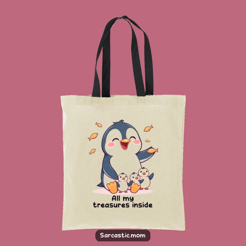 Funny Penguin Mom Tote Bag: Stylish Juggling Mom Accessory for Animal Lovers