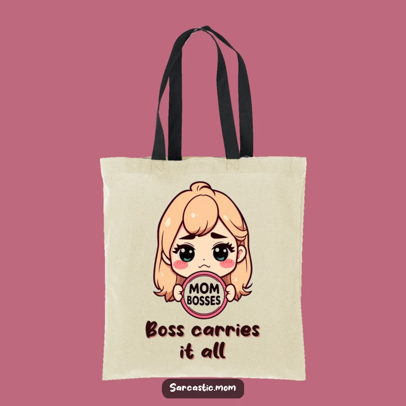 Funny Mom Boss Tote Bag: Sarcastic Badge Carrier, Hilarious Gift for the Ruling Mom