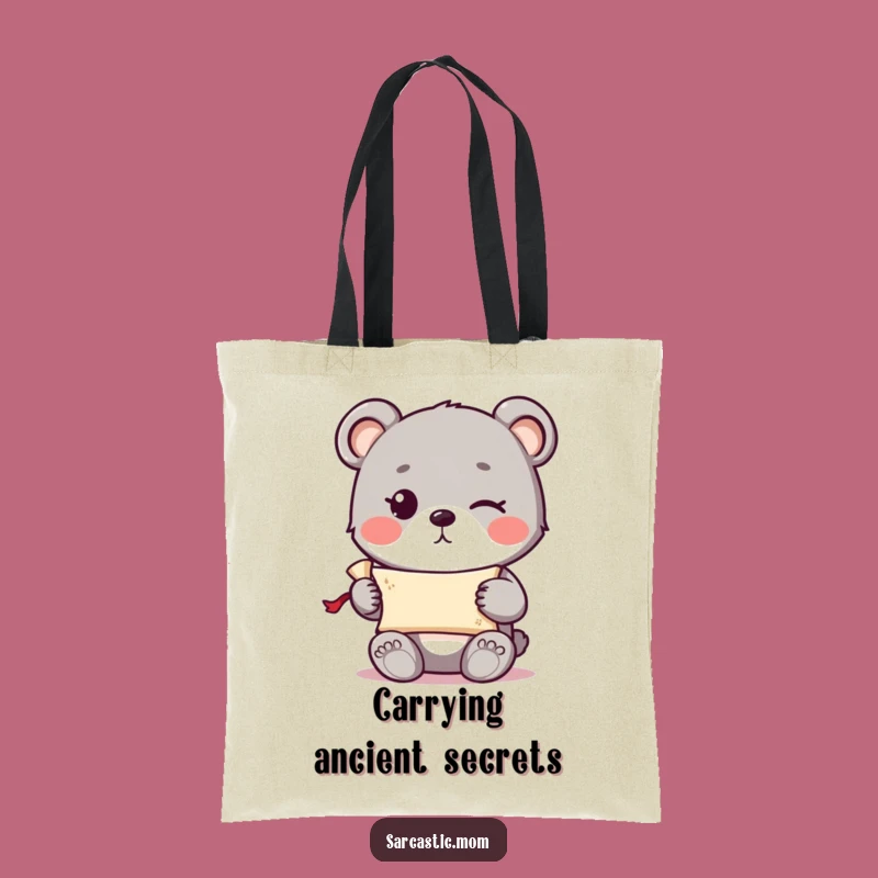 Funny Bear Cub Scroll Tote Bag - Winking Mystery, Practical Gift!