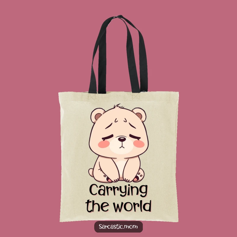 Funny Bear Mom Tired Sigh Tote Bag: Carry Your Day with Grace
