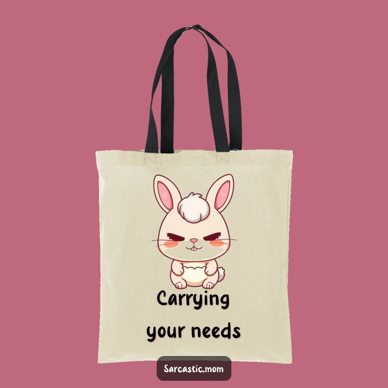 Funny Rabbit Mom Stern Love Tote Bag: Carry Your Wisdom, Mom
