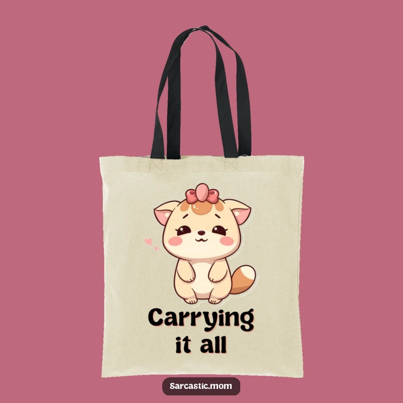 Funny Kawaii Mom Sigh Tote Bag - Carry Your Drama Hilariously!